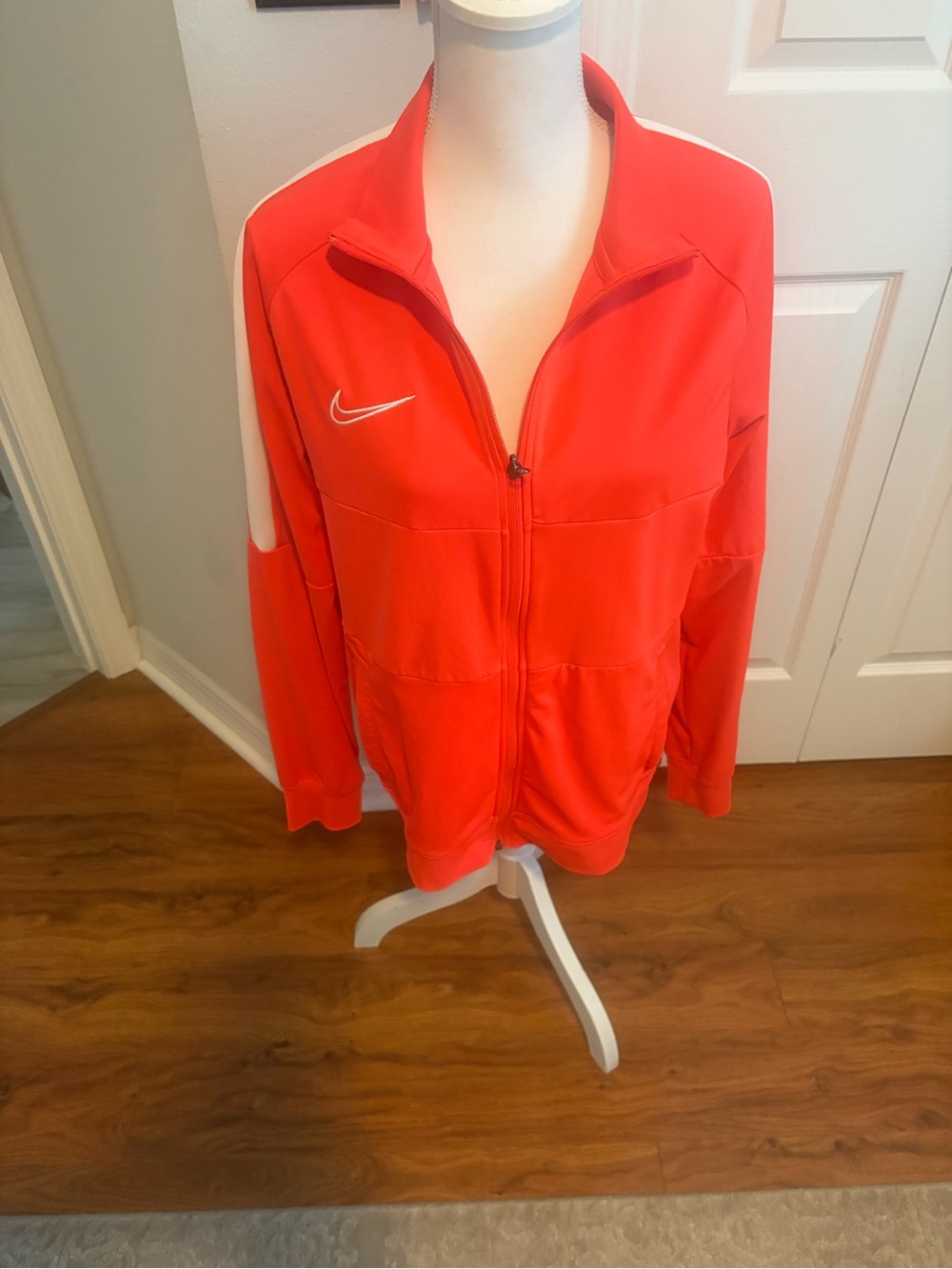 Nike Bright Red Full-Zip Track Jacket with White Swoosh